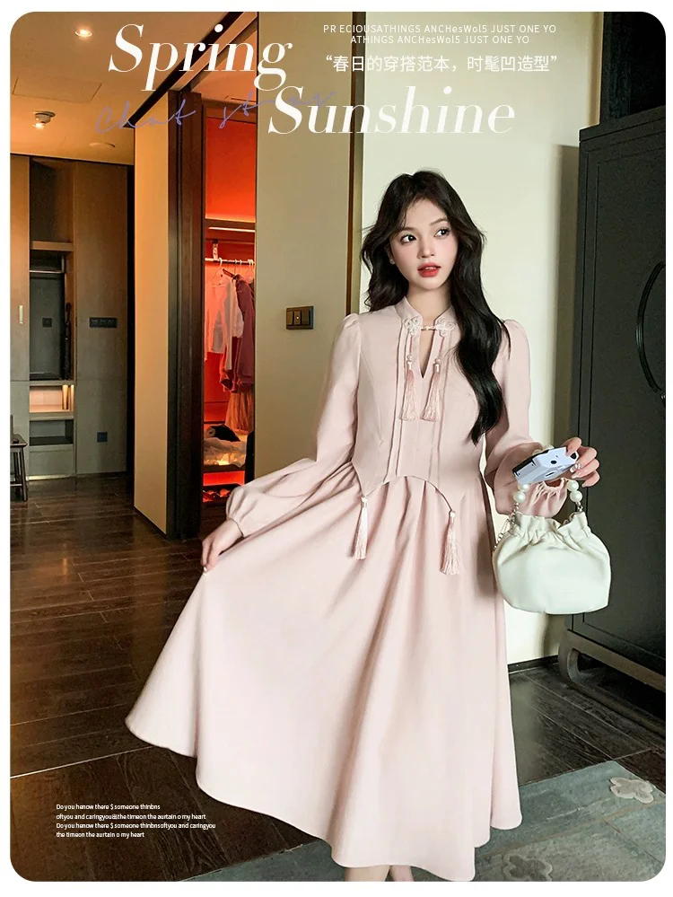 新中式粉色娇嫩连衣裙 留洋大小姐