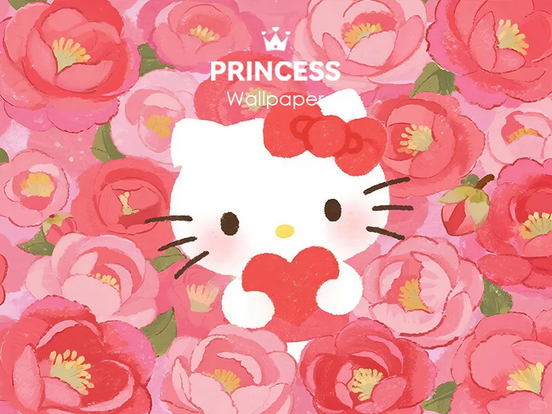 1105#🌸HelloKitty满屏山茶❤️平板壁纸