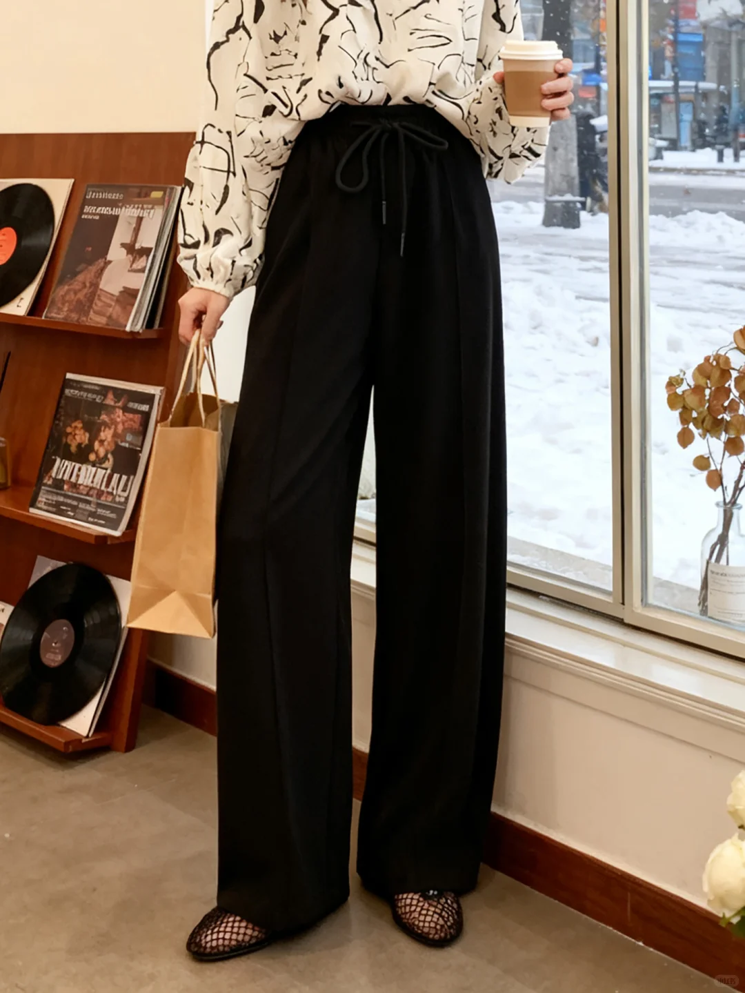 ins风穿搭～高腰阔腿裤！