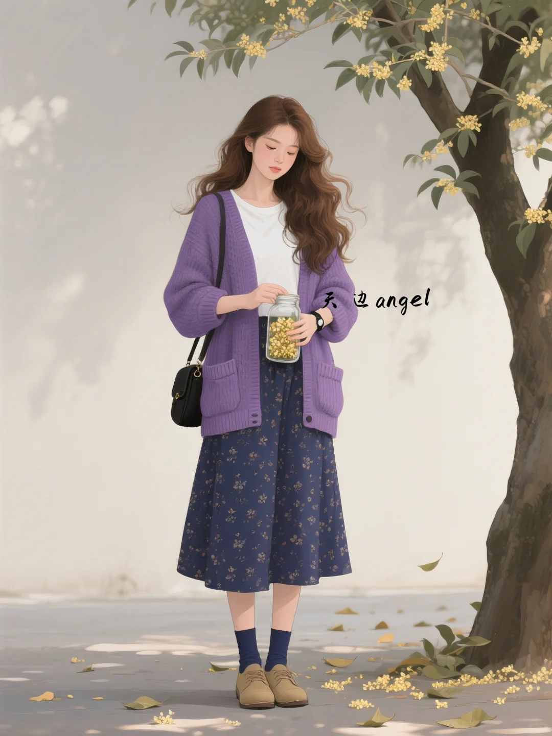 早秋穿搭|碎花裙和金簌簌桂花撞了个满怀