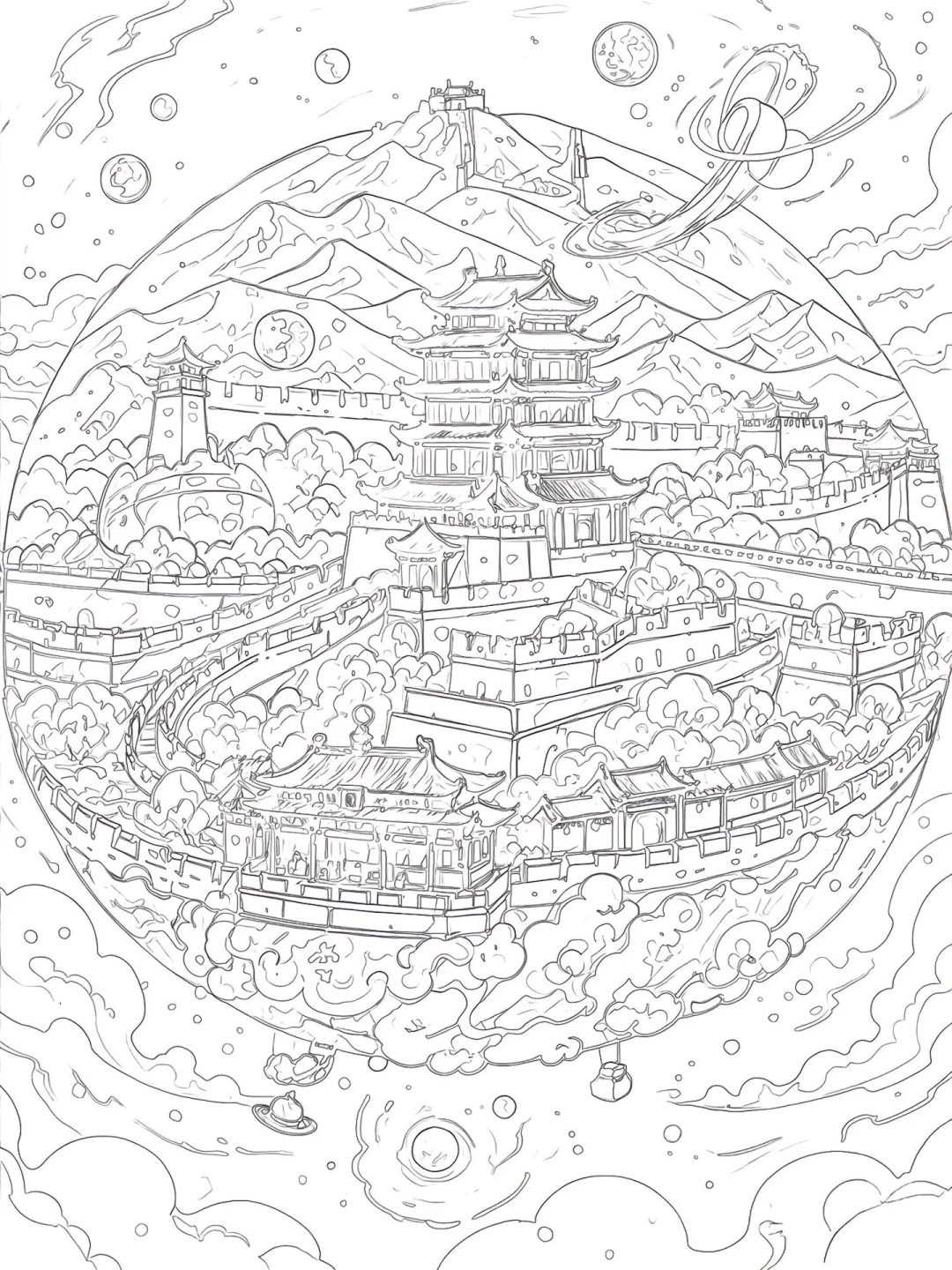 上班摸鱼线条画（复杂期）