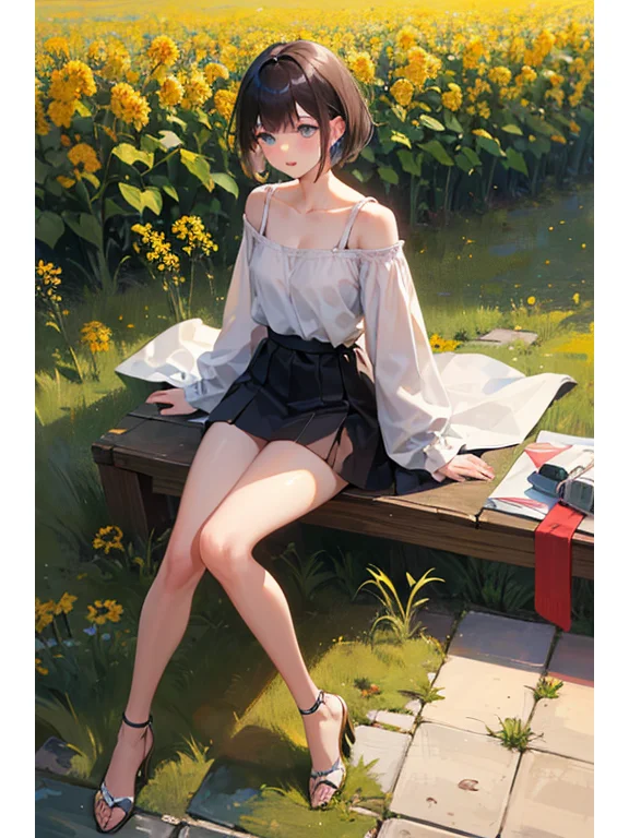 AI绘画｜动漫风：花田少女系列，时尚穿搭