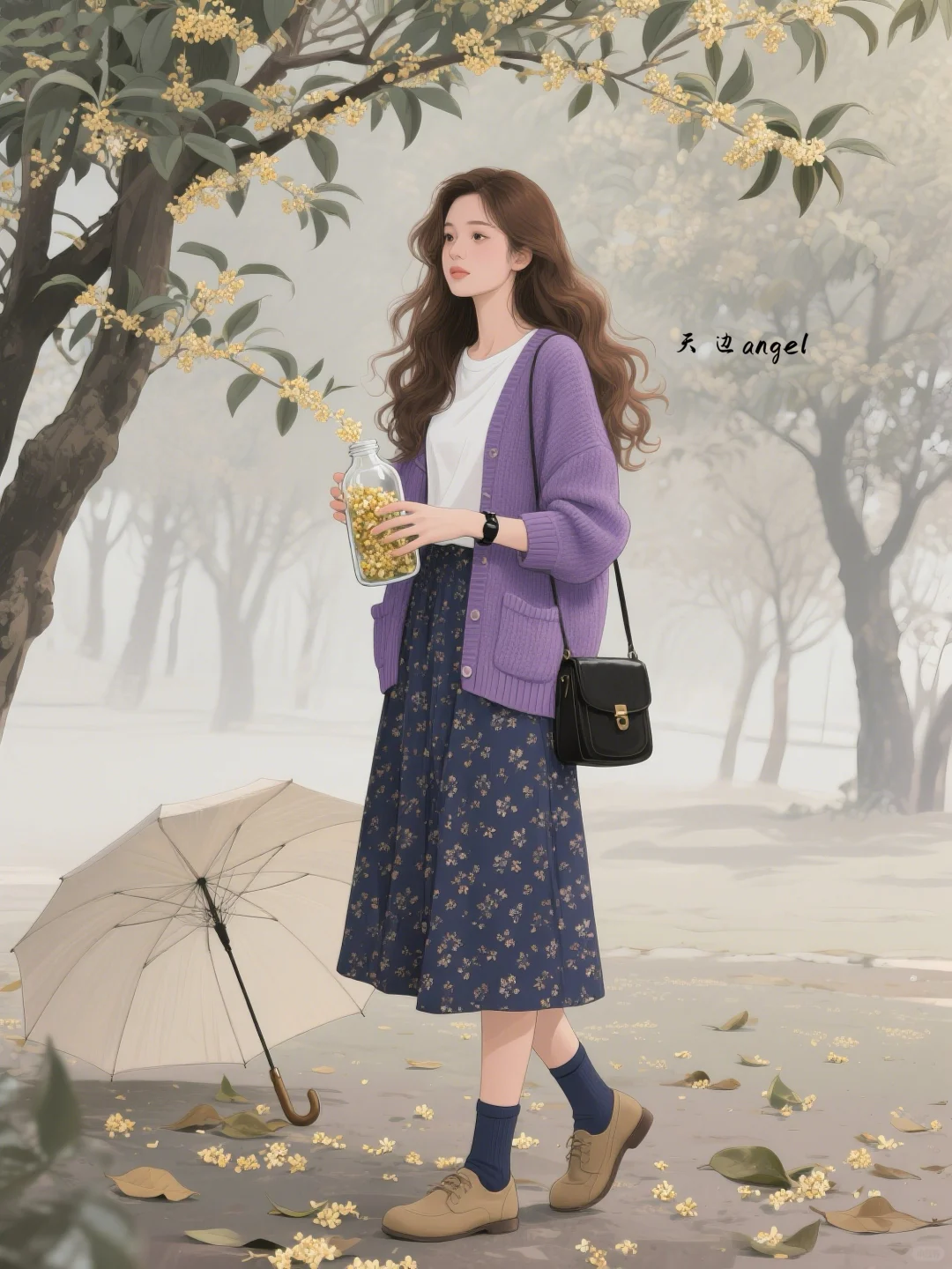 早秋穿搭|碎花裙和金簌簌桂花撞了个满怀