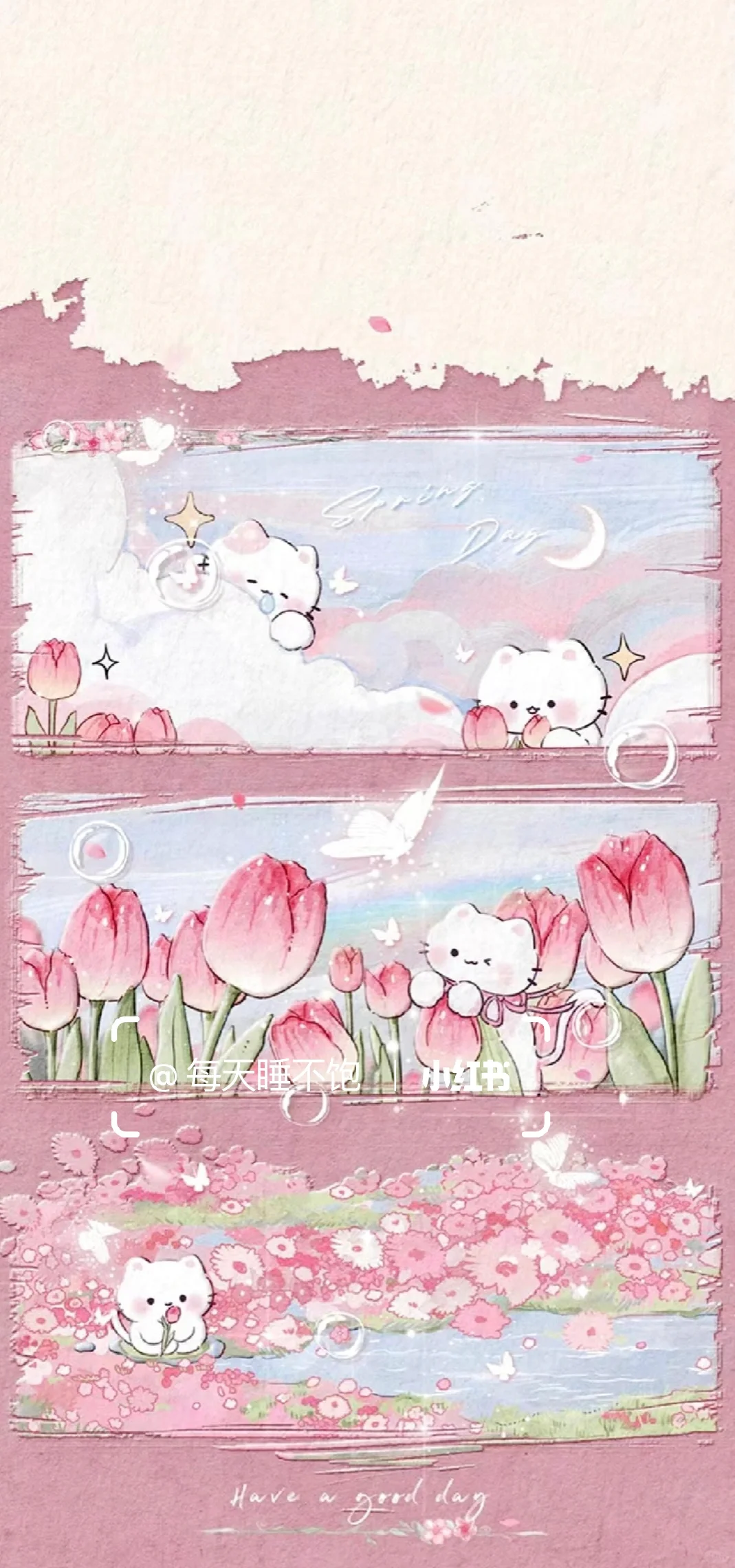 郁金香小猫｜手机壁纸