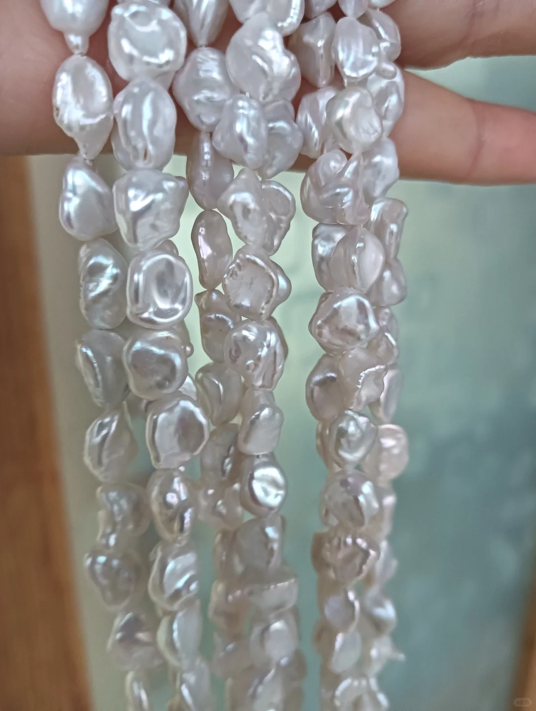 极光碎银子，天然无核淡水珍珠