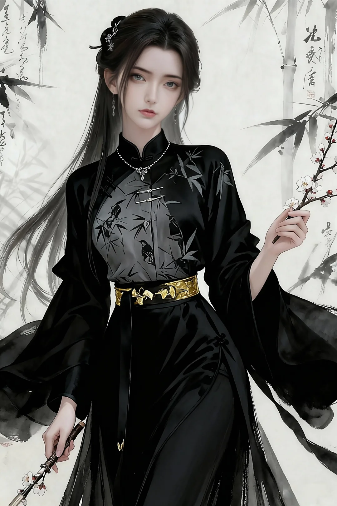 油墨画中的奶琪