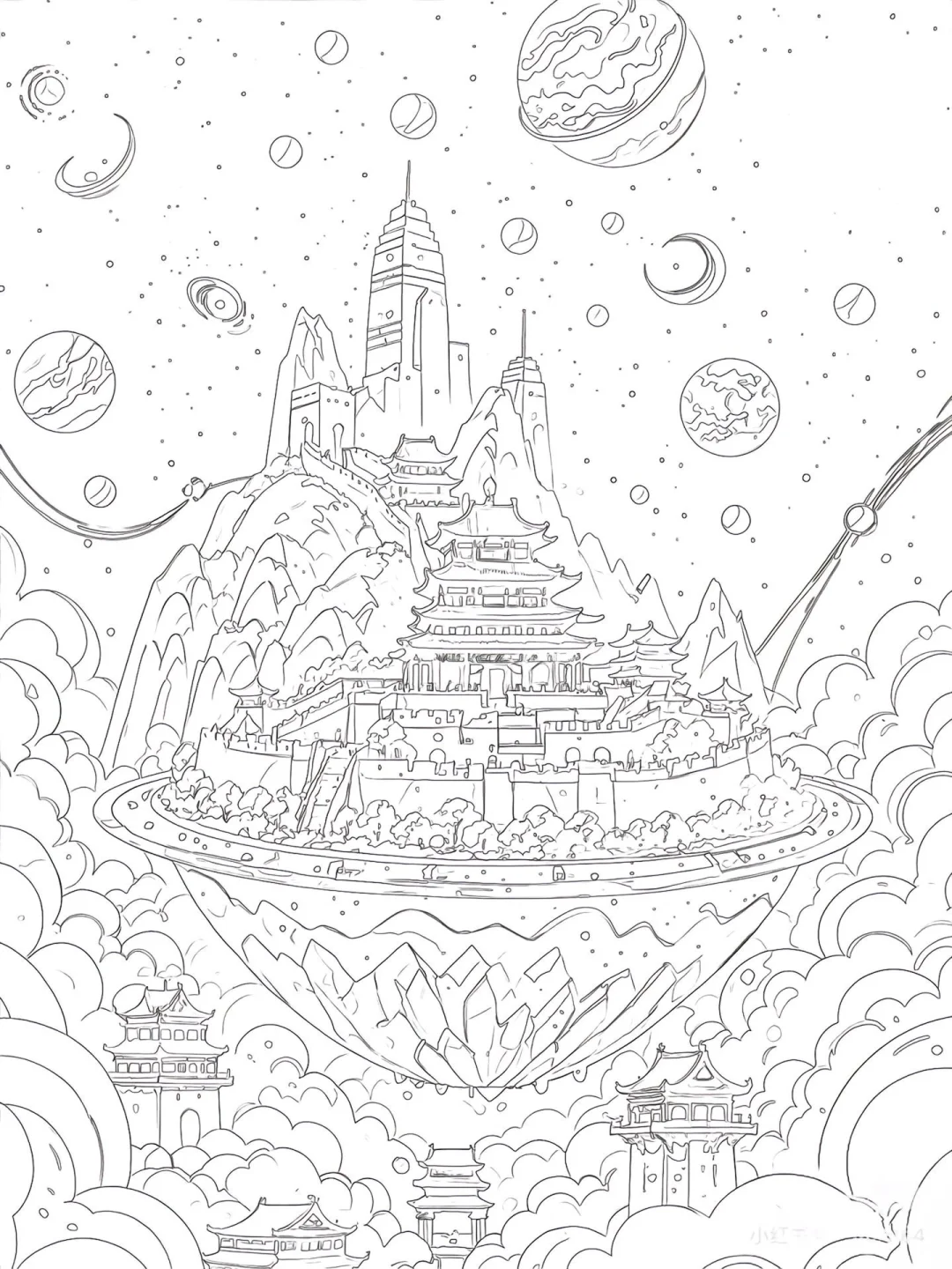 上班摸鱼线条画（复杂期）