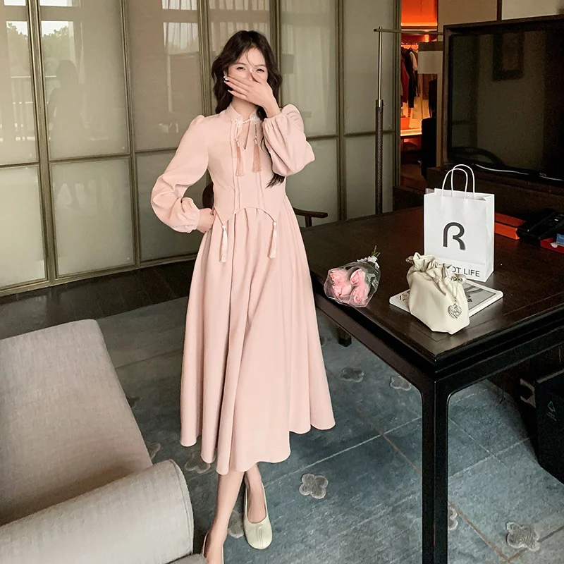 新中式粉色娇嫩连衣裙 留洋大小姐