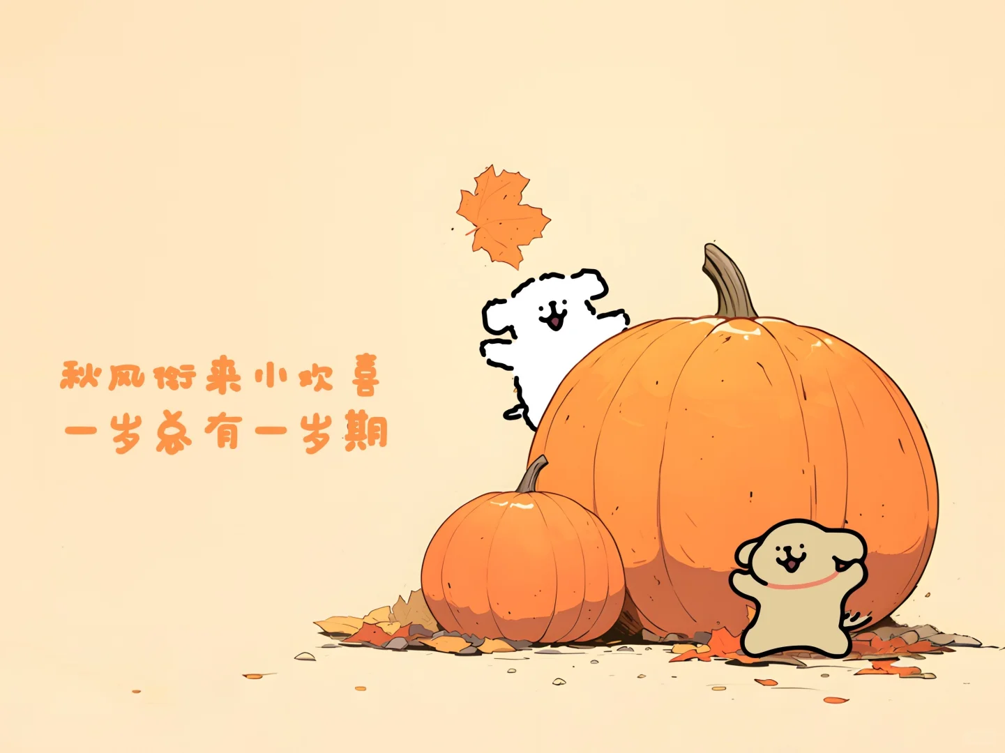 线条小狗iPad壁纸｜柿光流年