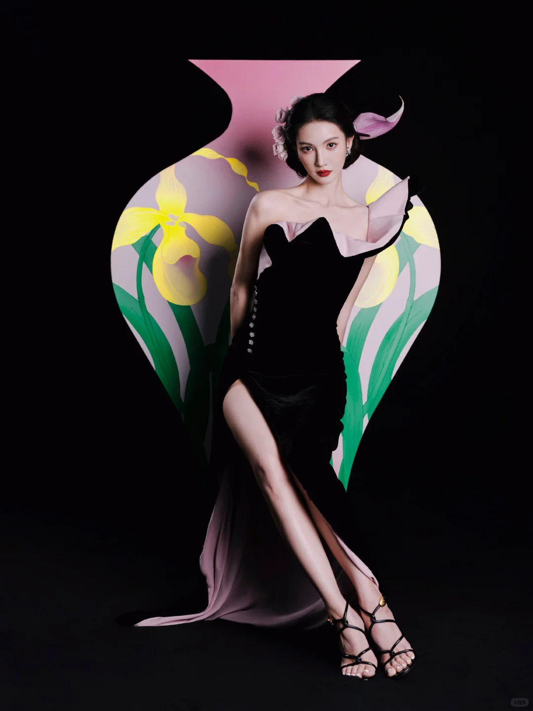 金晨，性感开叉长裙，大长腿