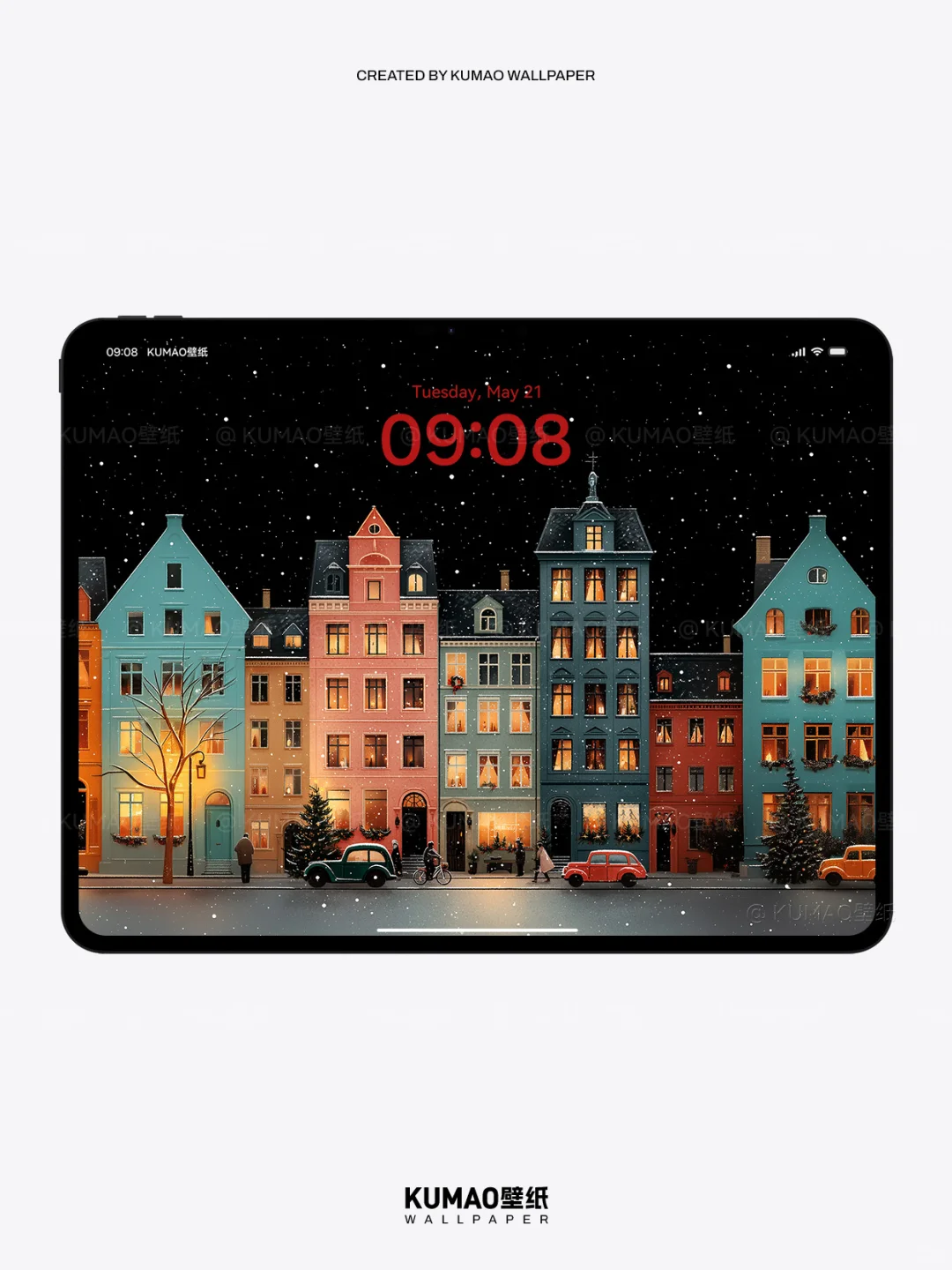 冬日小镇｜温馨街道圣诞氛围渐浓｜艺术壁纸