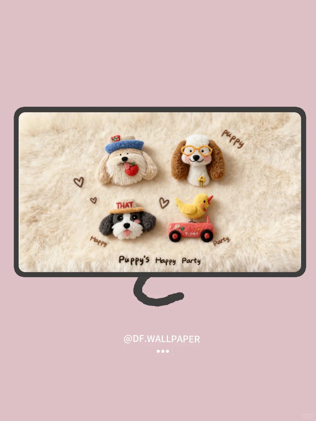 电脑壁纸｜毛绒小狗的快乐派对｜INS风壁纸