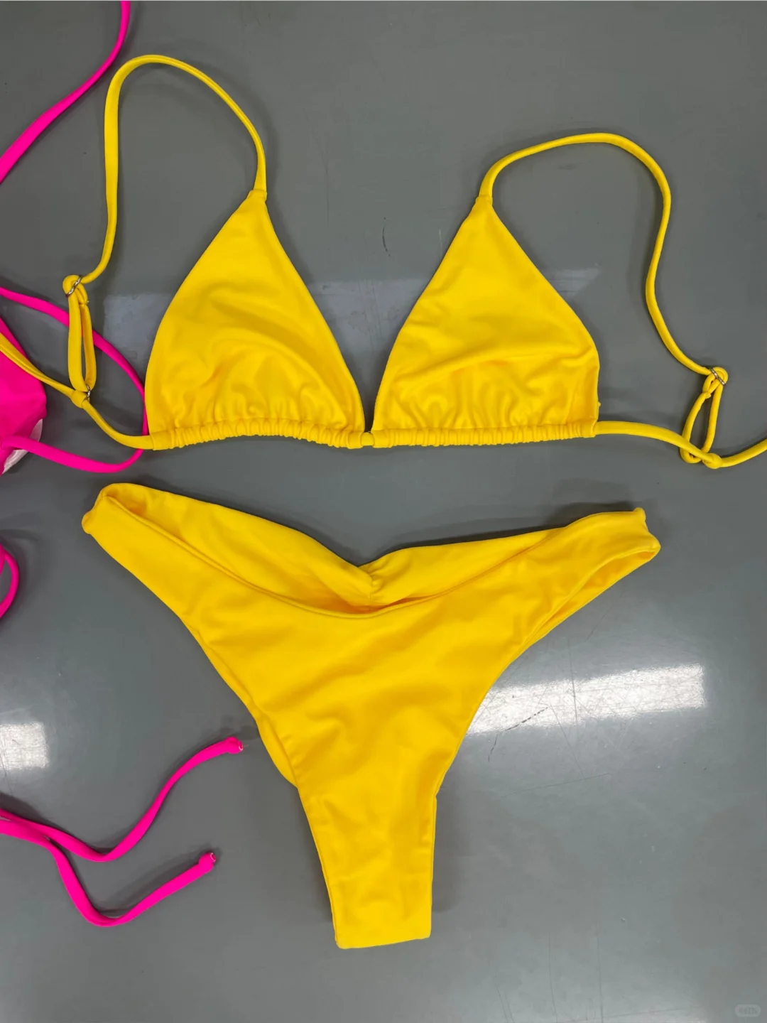 外贸尾货‼️柠檬黄➕粉泳衣比基尼👙🍋