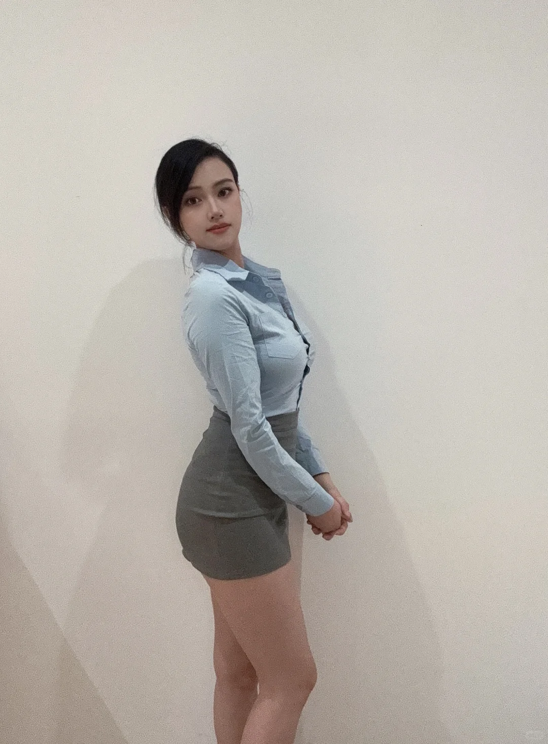 OL风穿搭 蓝色衬衫真的太好看啦