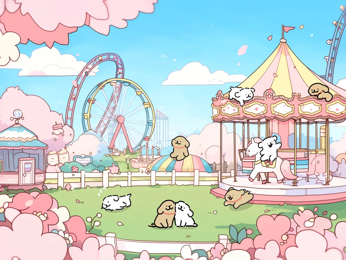 线条小狗iPad壁纸｜柿光流年