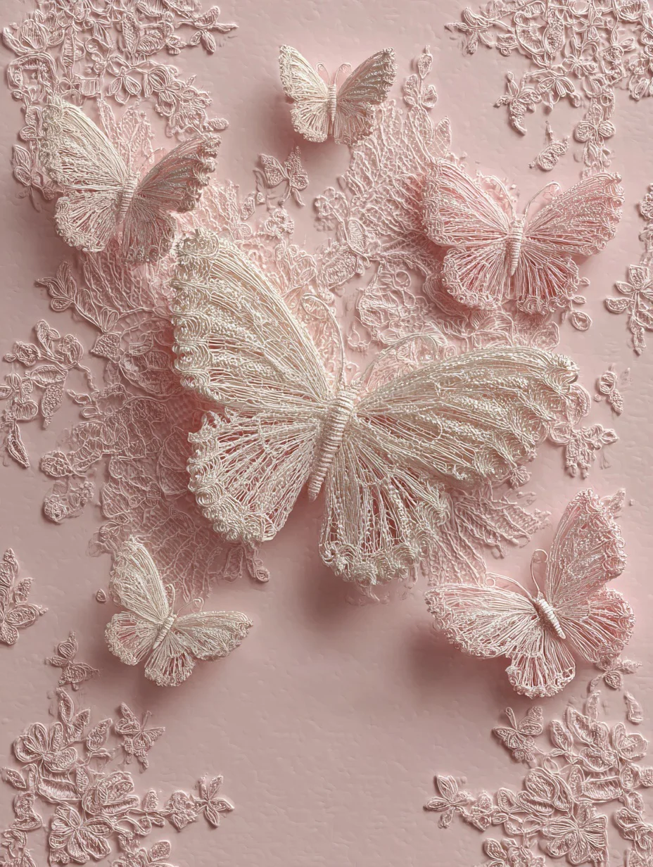 蕾丝蝴蝶 时尚海报 单色设计 3d立体风格