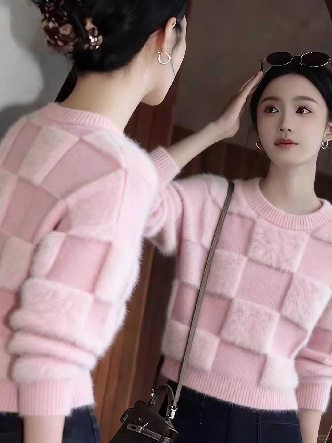 💋甜美穿搭！冬日大小姐软糯毛绒针织衫