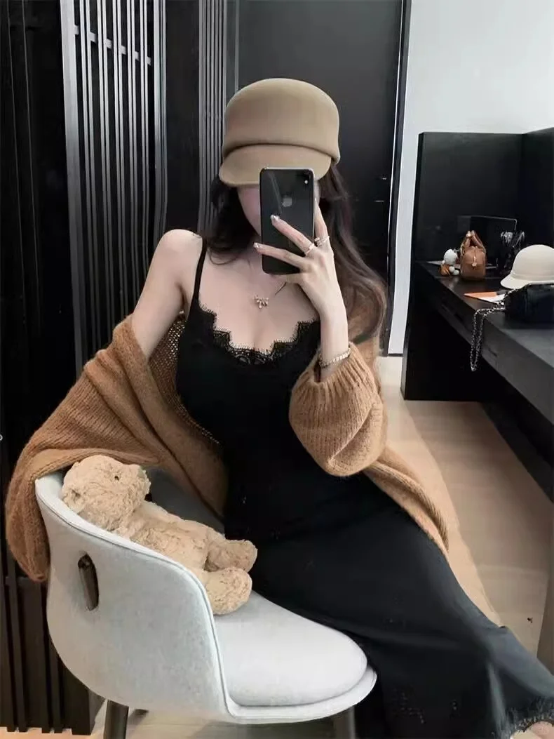 🖤法式辣妹风！蕾丝吊带裙太有气质