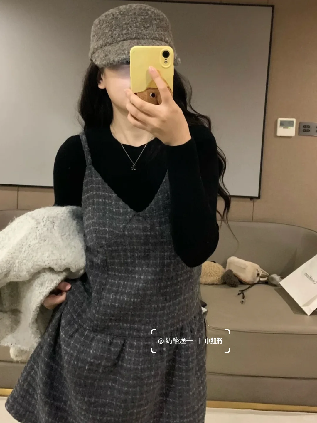 韩系格纹背心裙！好乖啊啊啊！！