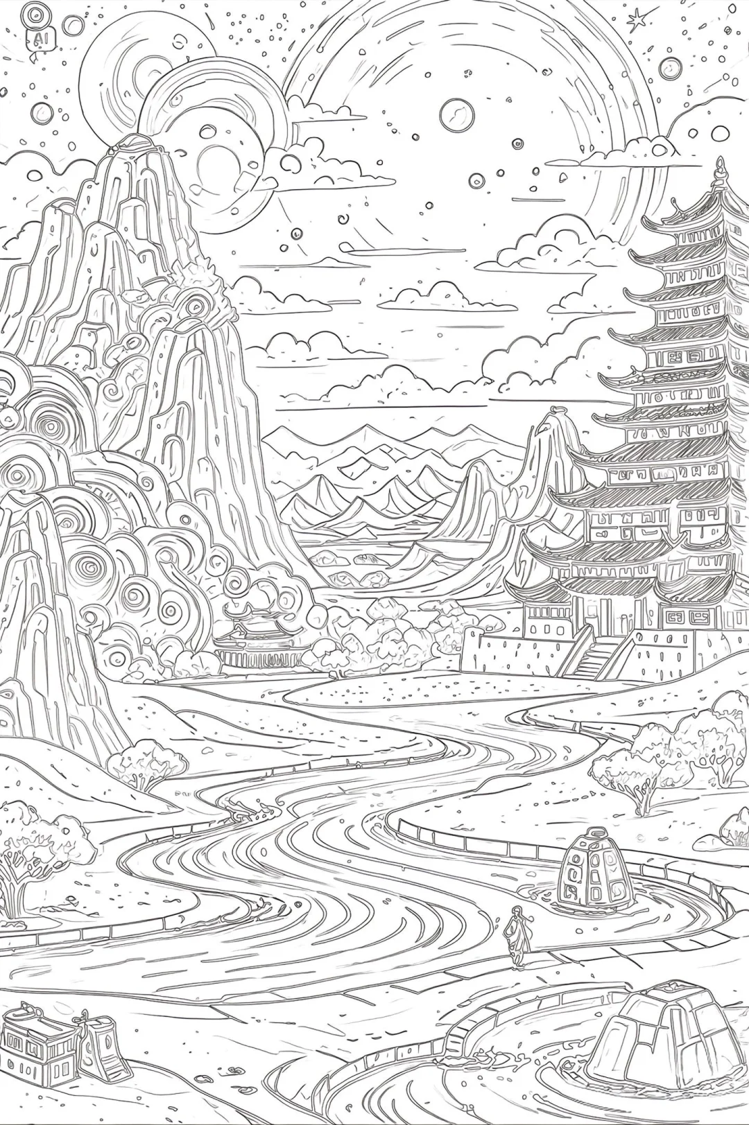 上班摸鱼线条画（复杂期）