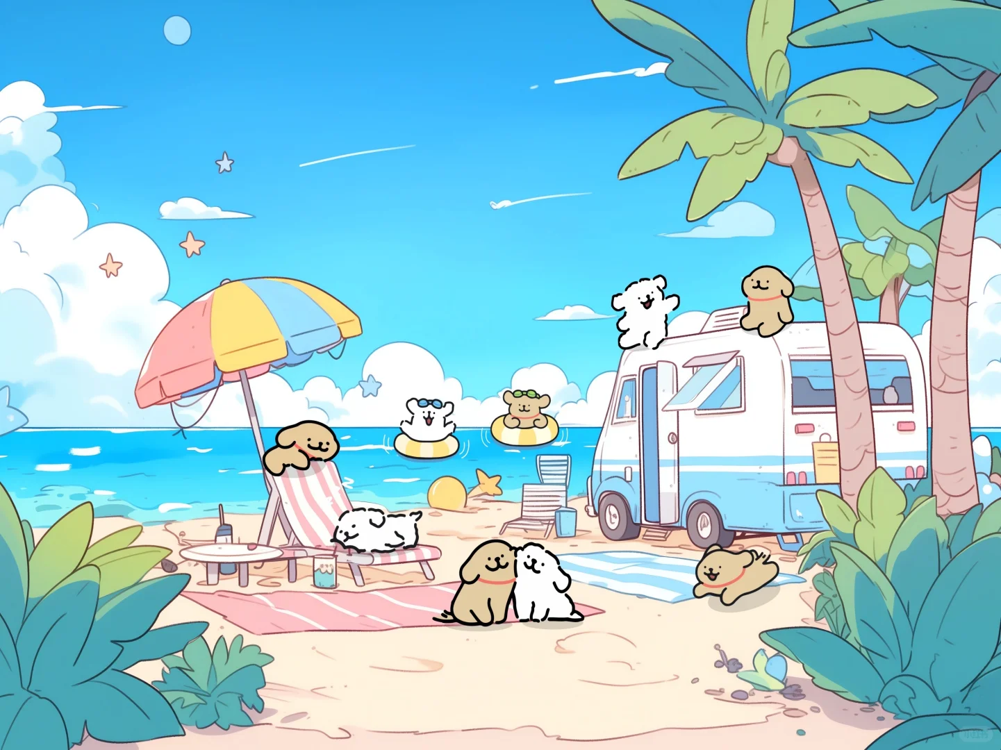 线条小狗iPad壁纸｜柿光流年