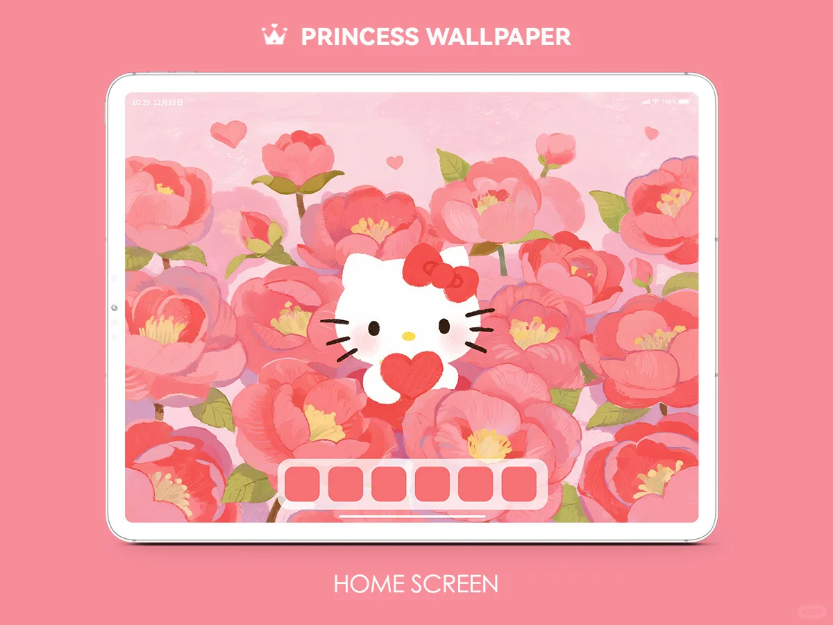 1105#🌸HelloKitty满屏山茶❤️平板壁纸