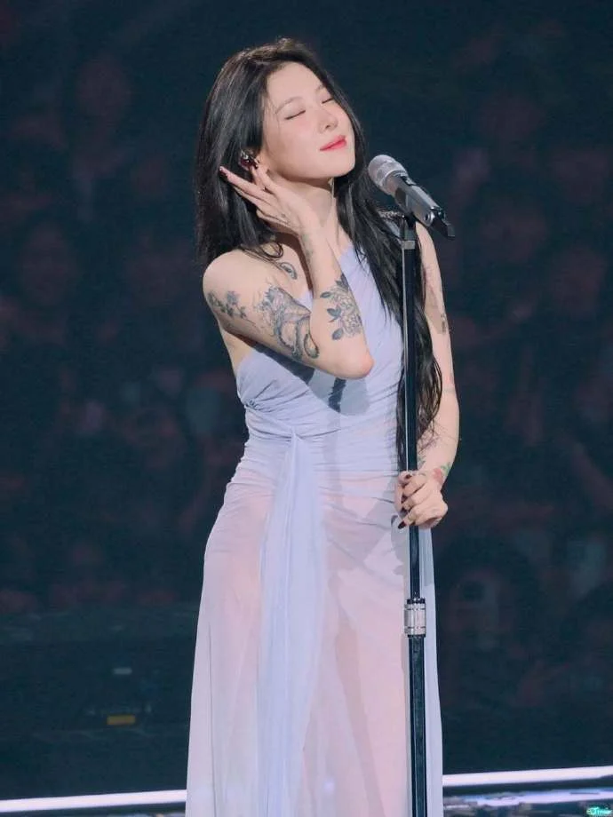 韩知名女歌手透视装开唱疑真空上阵