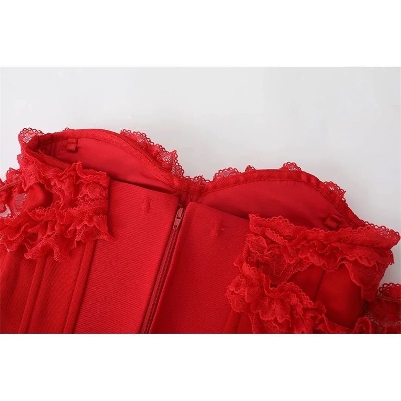 🎀红色蕾丝鱼骨胸衣🎀超百搭！超高级！30➕！