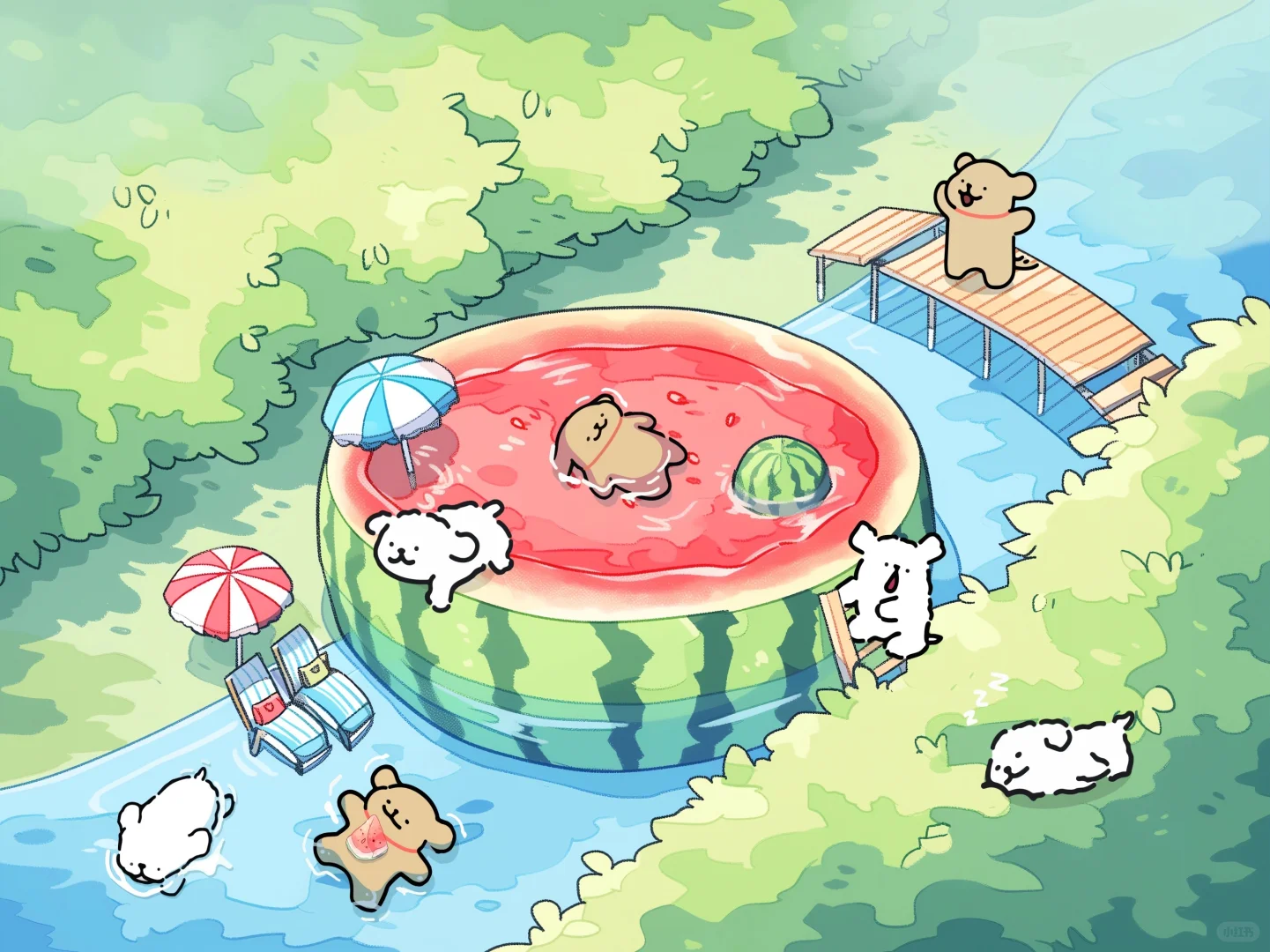 线条小狗iPad壁纸｜柿光流年