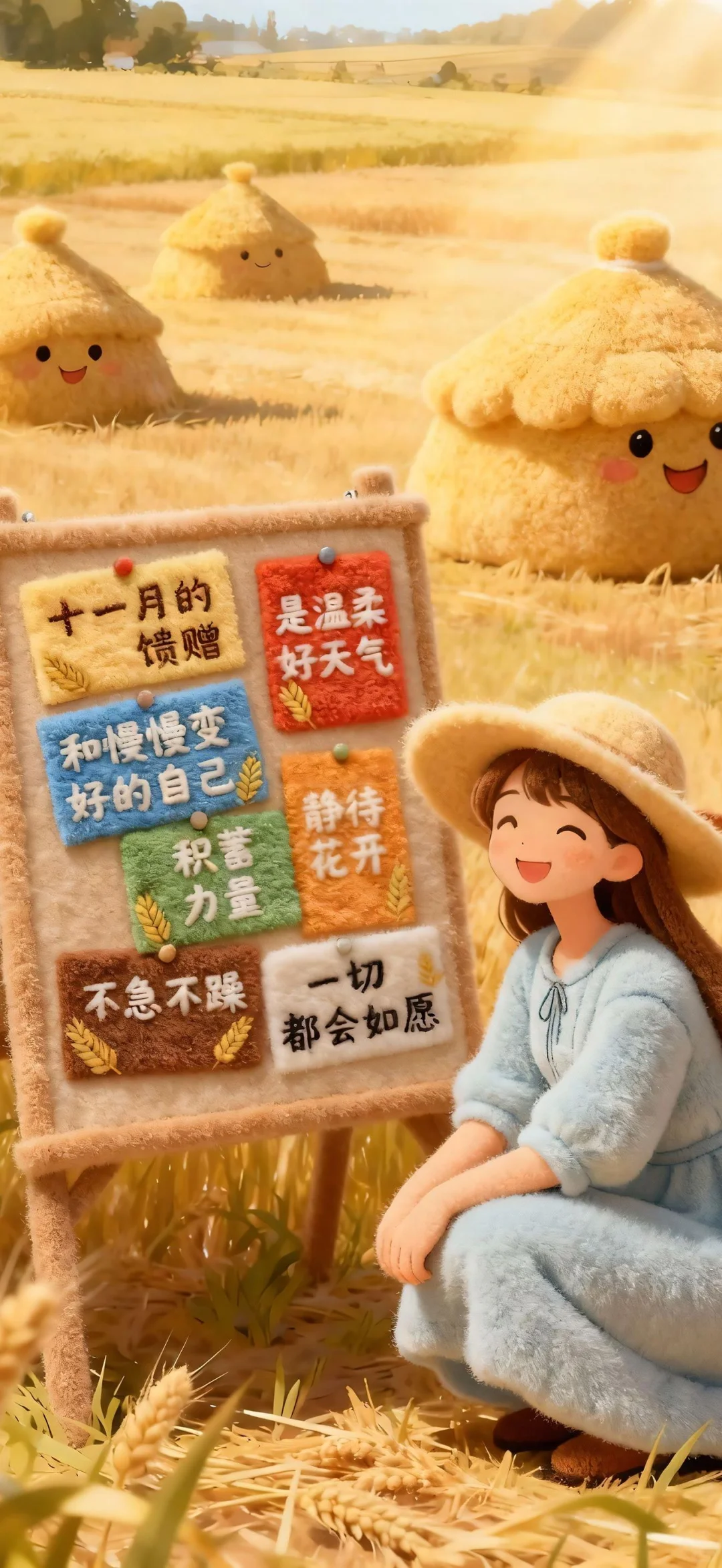 治愈毛绒绒正念文字壁纸