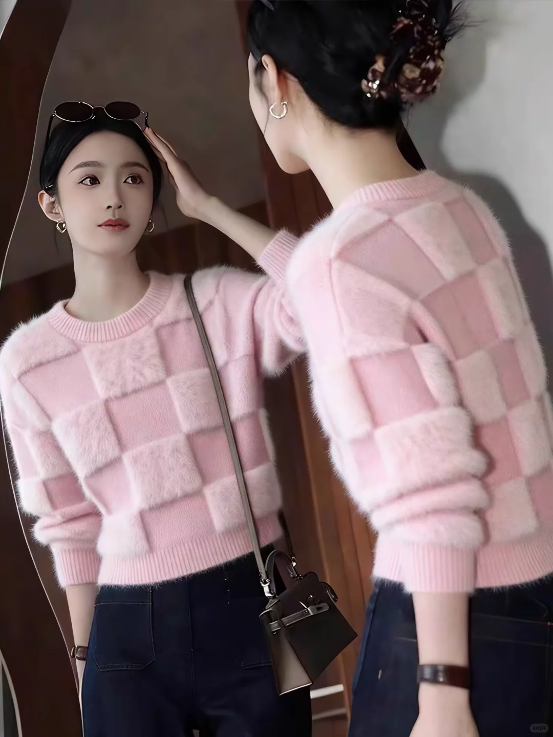 💋甜美穿搭！冬日大小姐软糯毛绒针织衫