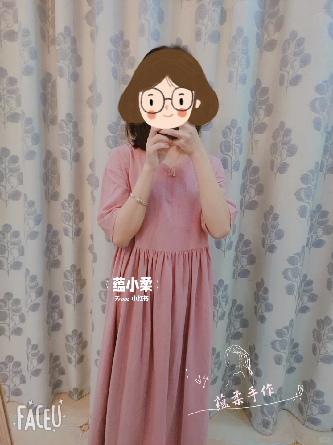 粉色娇嫩，是属于春天的亚麻裙呀