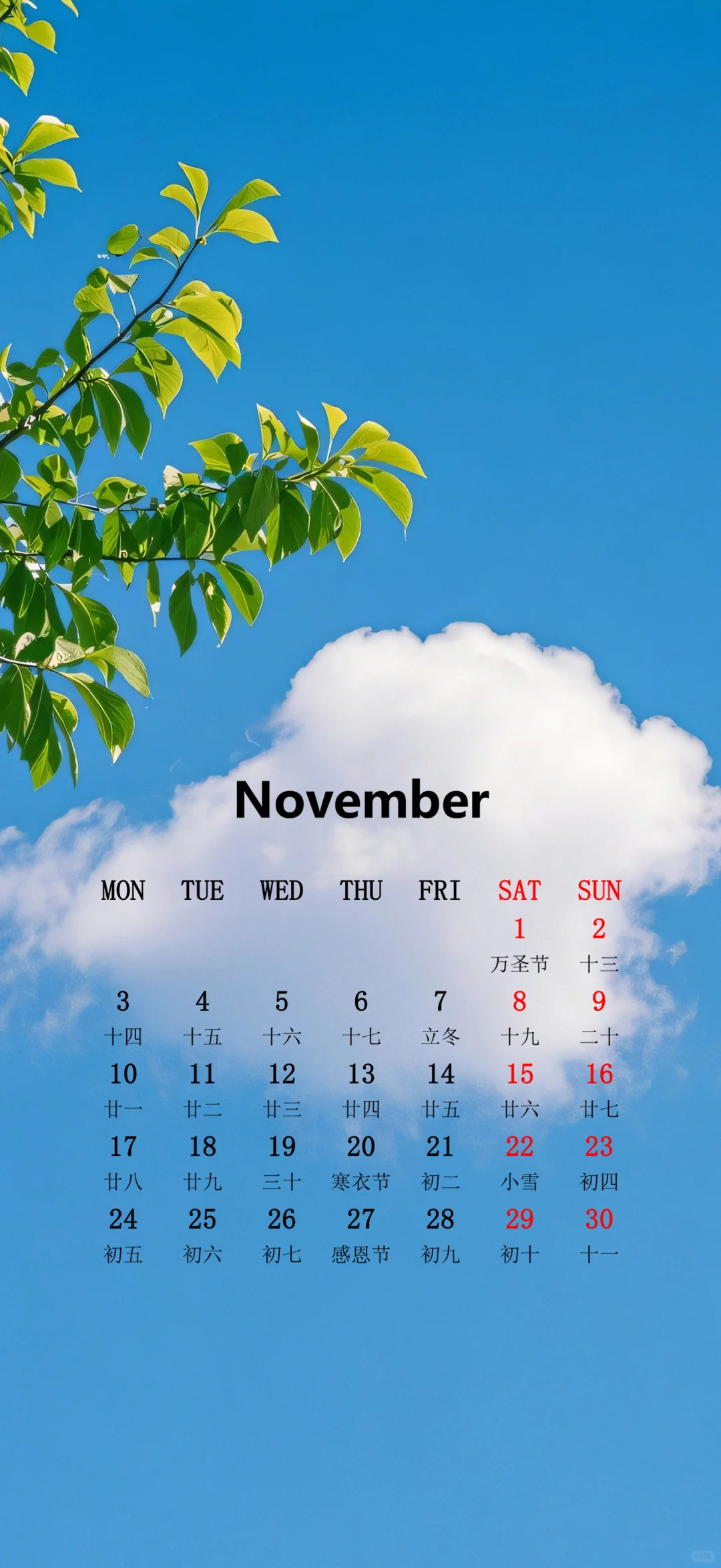 11月份日历壁纸来了