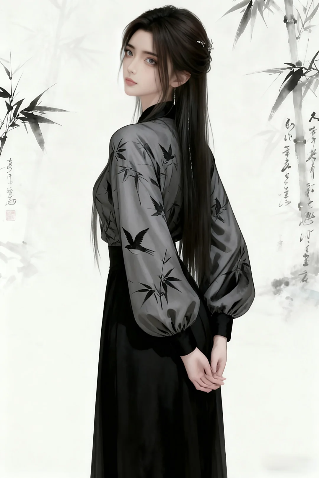 油墨画中的奶琪