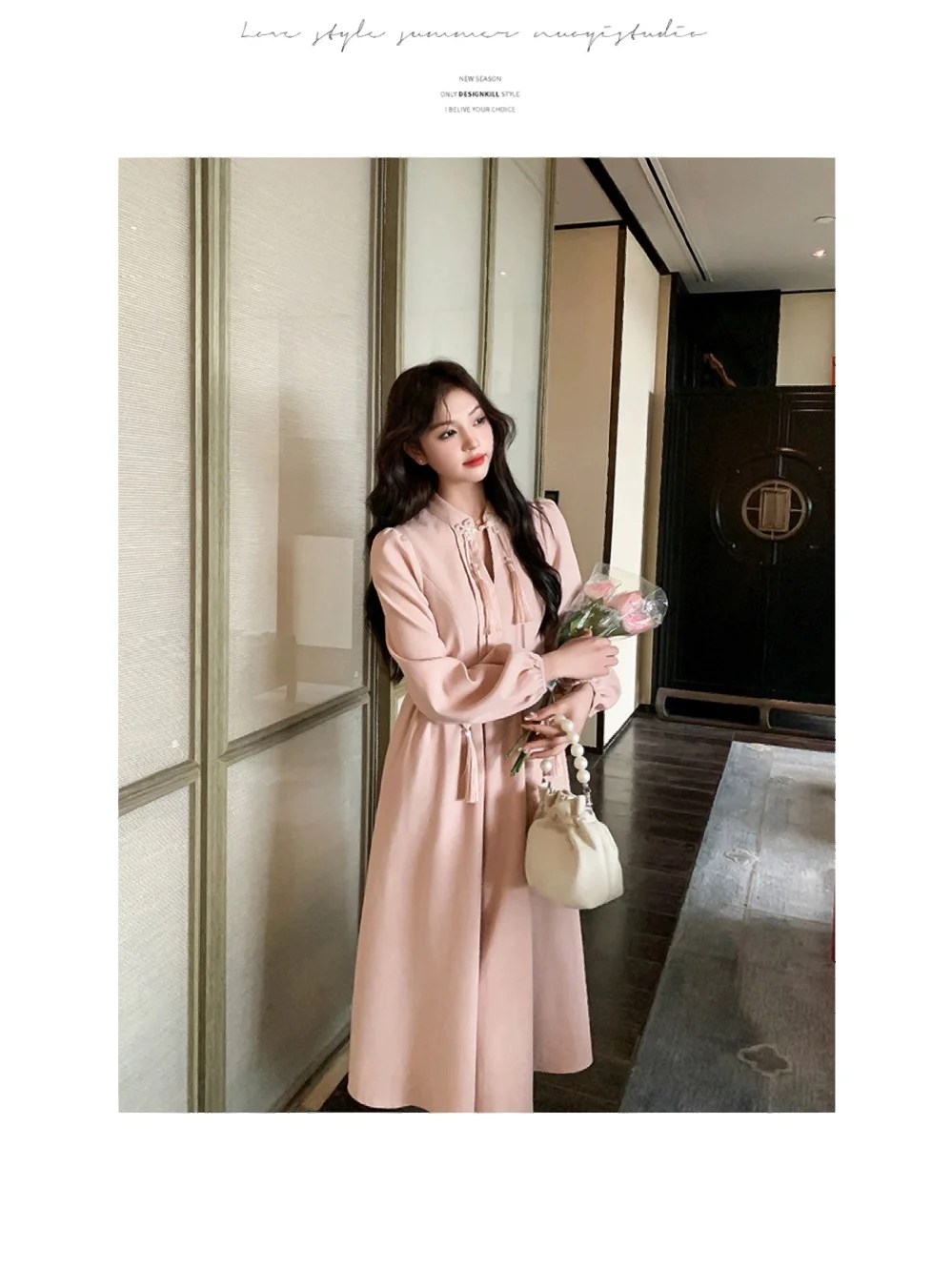 新中式粉色娇嫩连衣裙 留洋大小姐