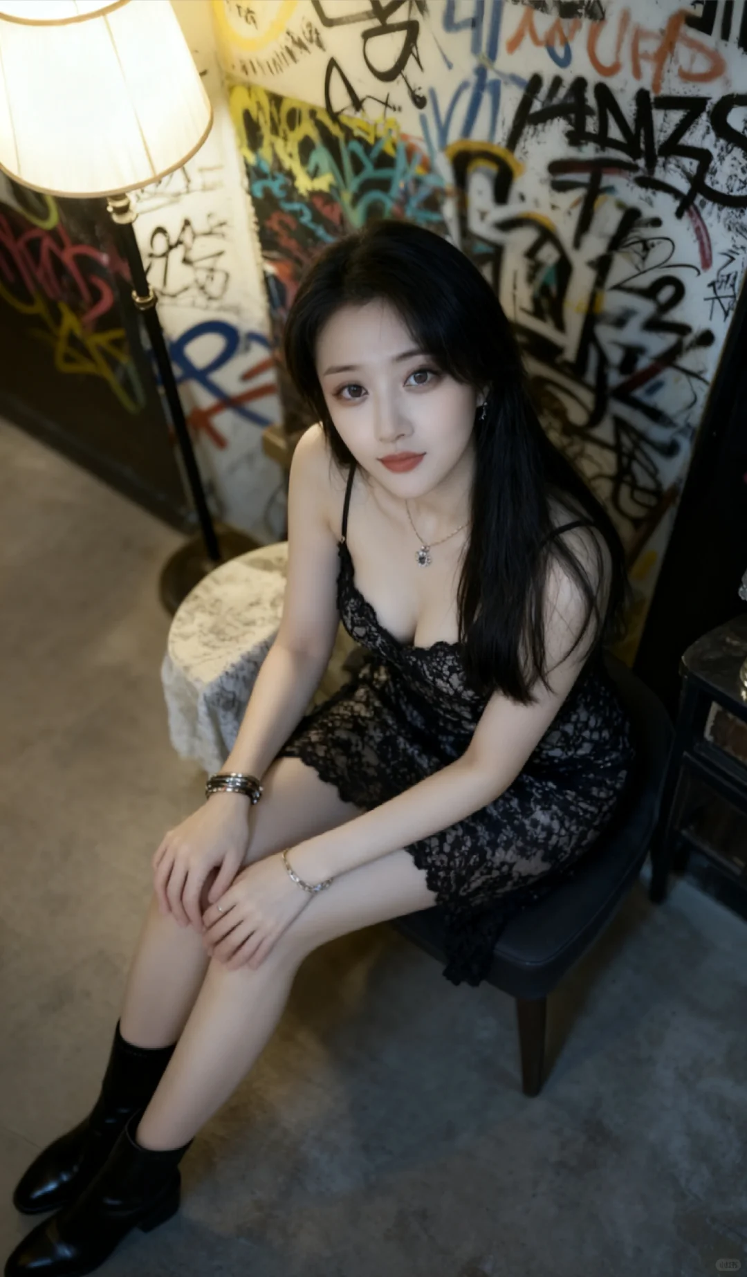 黑色蕾丝吊带裙，性感又迷人