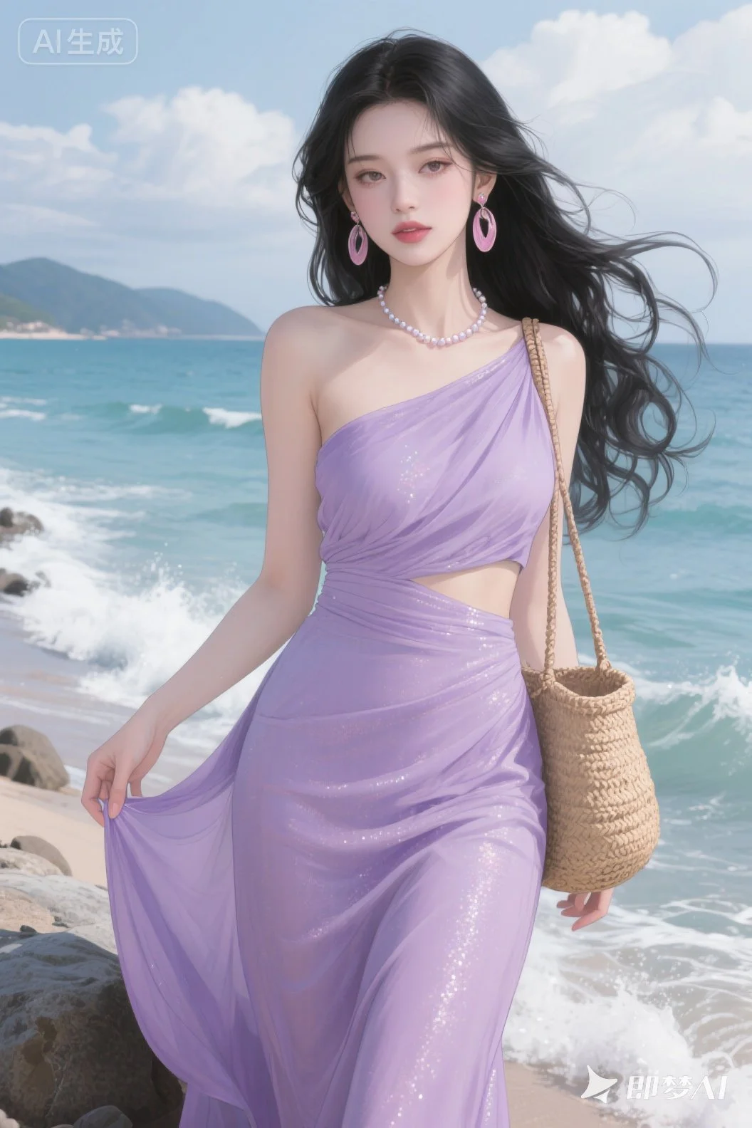 即梦分享【3.0】氛围感美女/海边/紫色