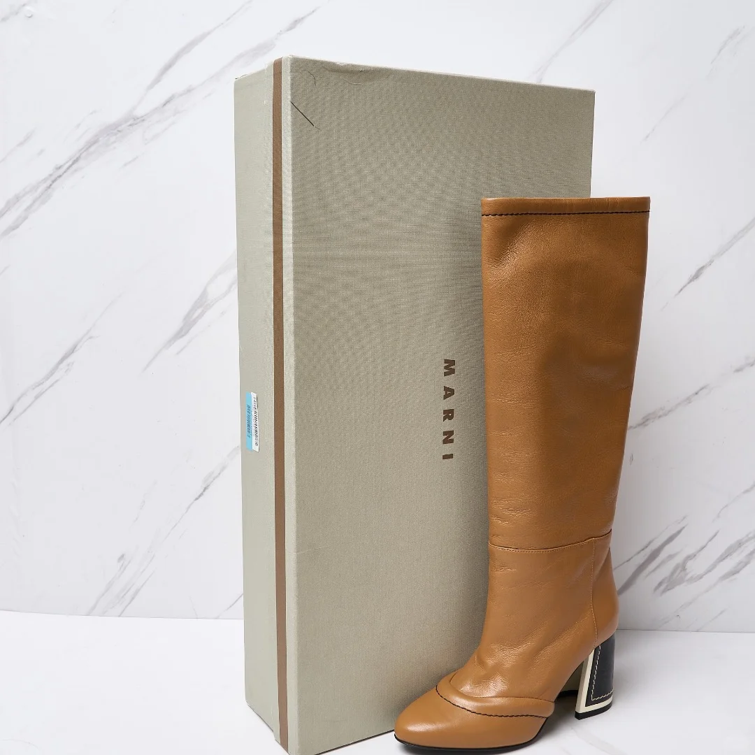 2️⃣折Marni女士复古高跟长靴💅