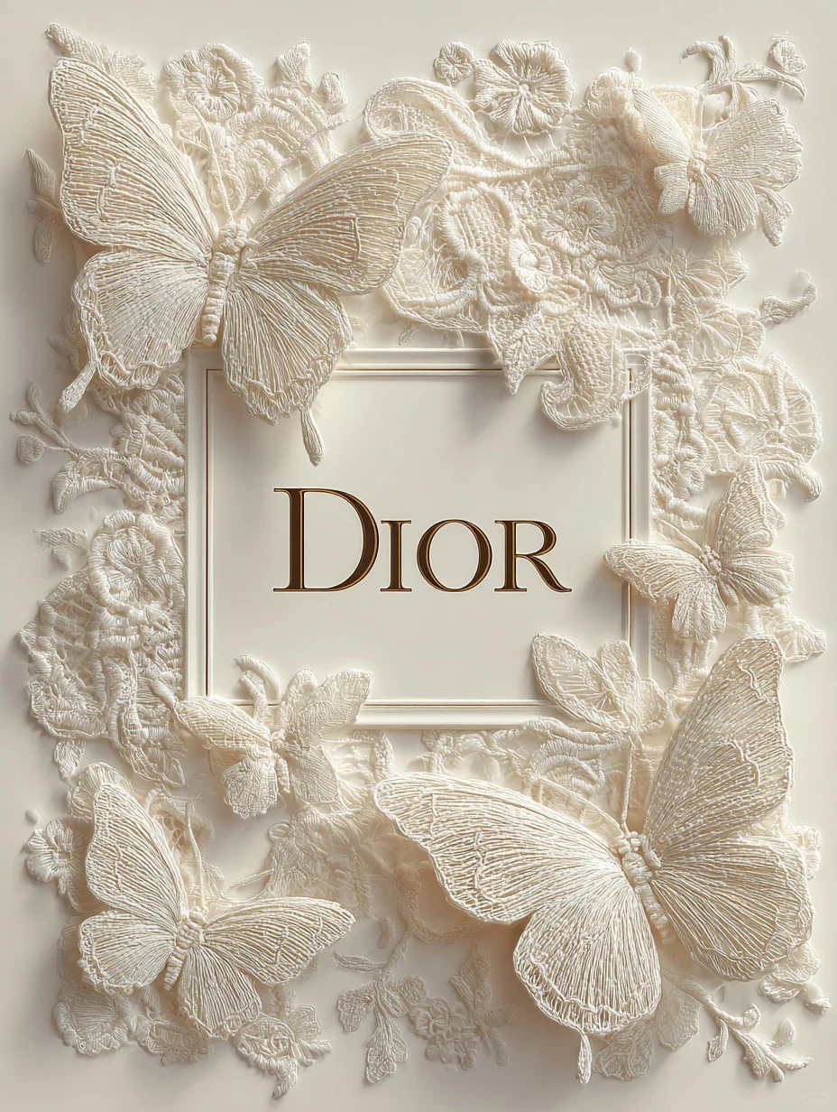 蕾丝蝴蝶 时尚海报 单色设计 3d立体风格