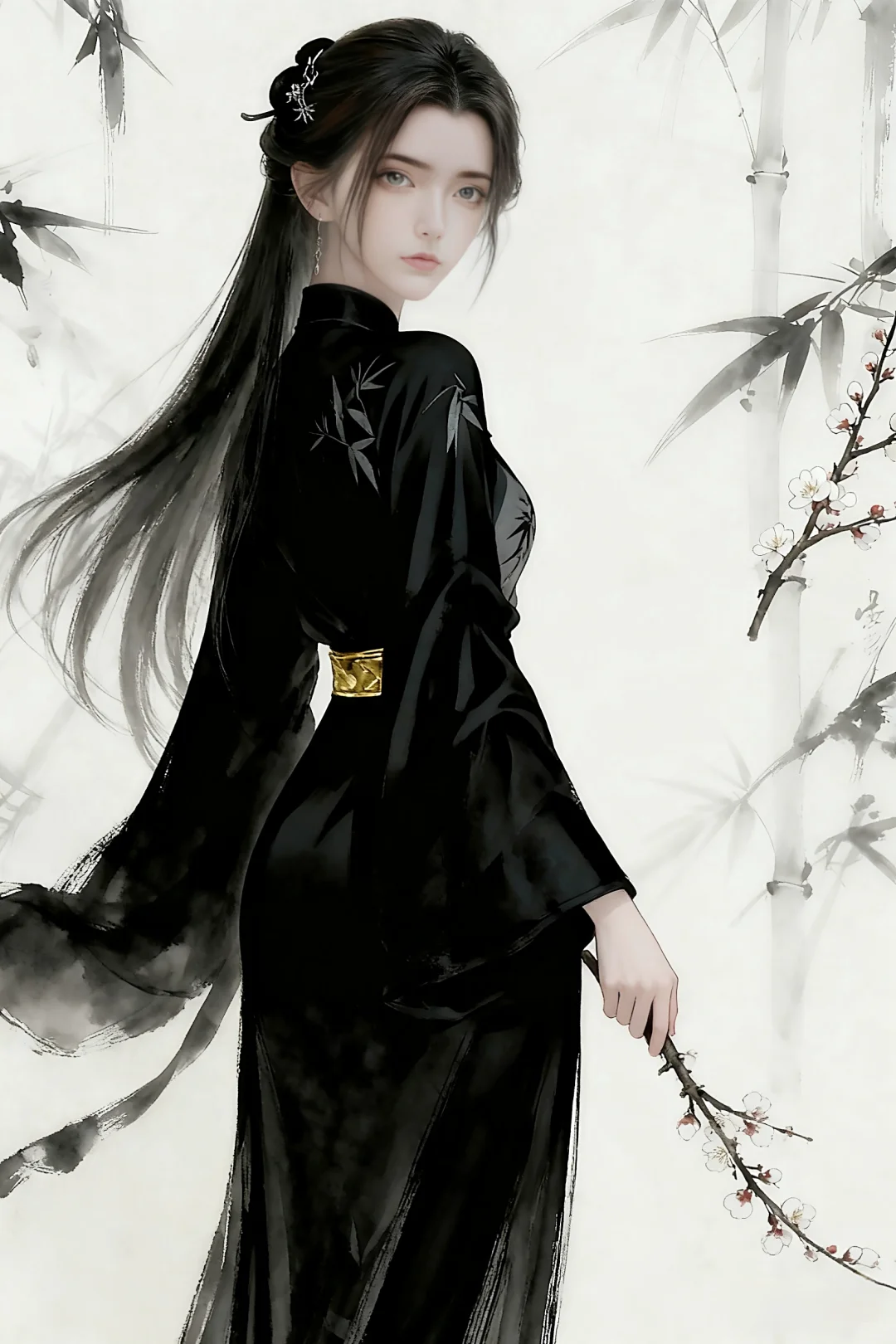 油墨画中的奶琪