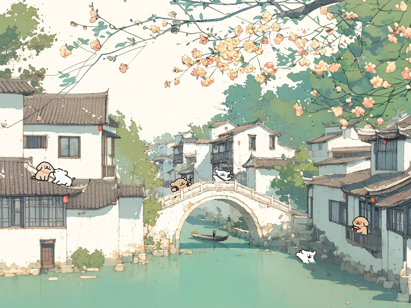 线条小狗iPad壁纸｜柿光流年