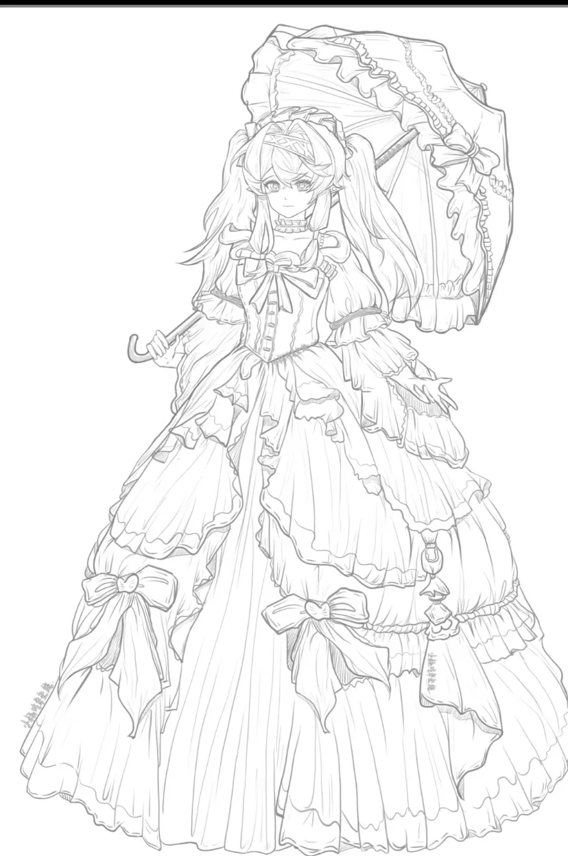 好美的线稿，拜托拜托真的很漂亮🤩