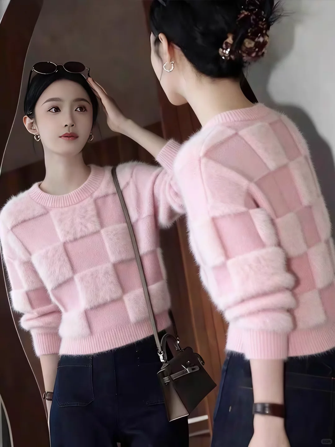 💋甜美穿搭！冬日大小姐软糯毛绒针织衫