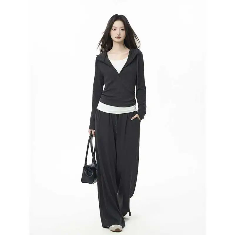 iiiamX 2025新款深灰假两件连帽运动🎈