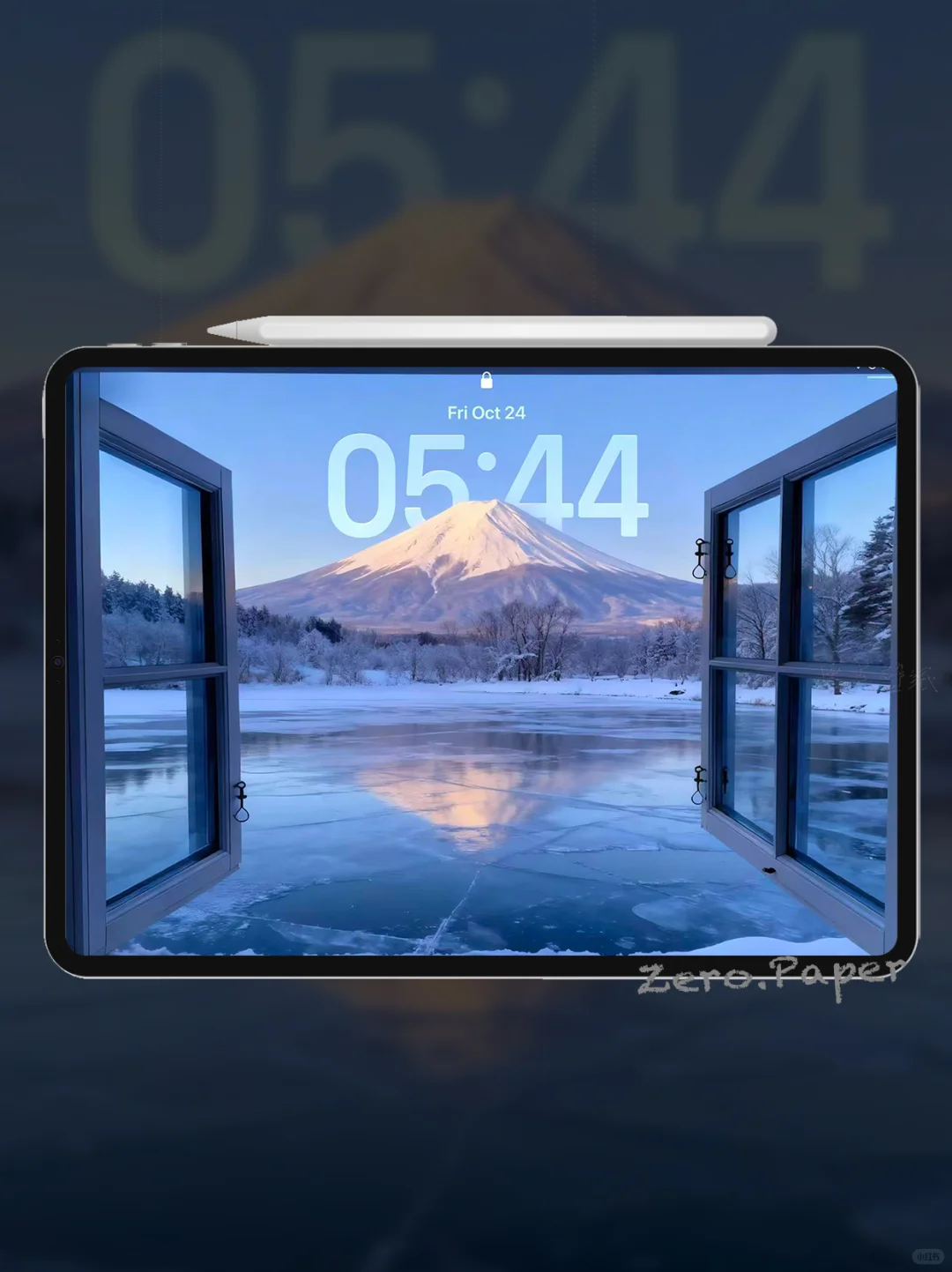 371 | 雪境富士山窗景 | 3D平板壁纸