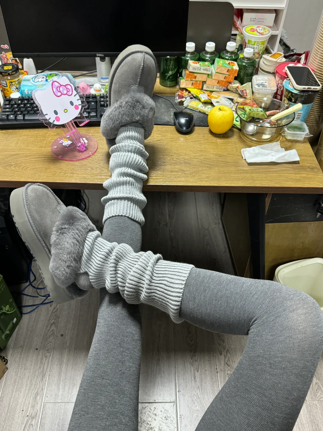 秋冬allgrey～灰色袜套➕灰色打底裤显瘦显直！