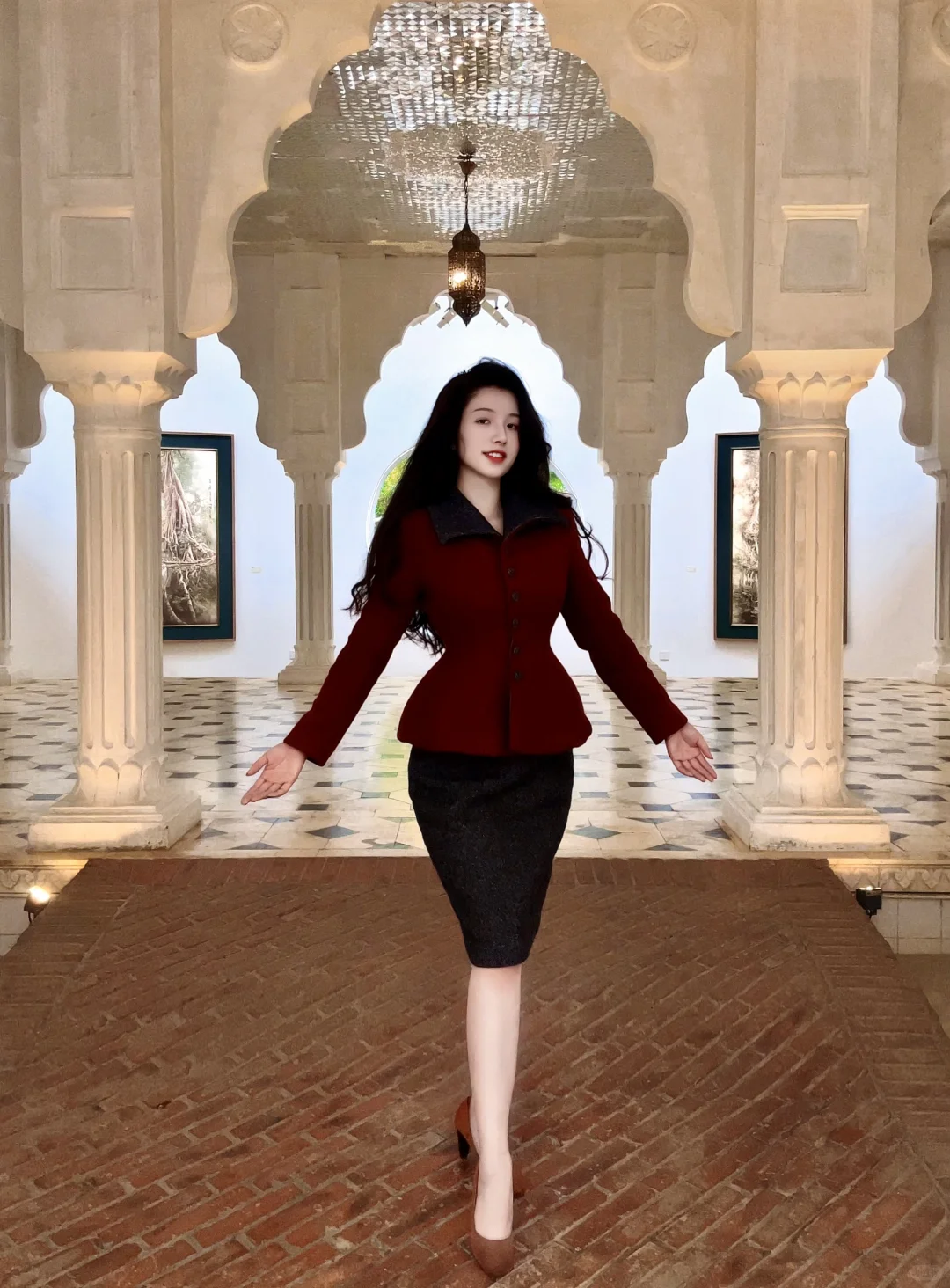 上身1秒掐腰复古套装！！！