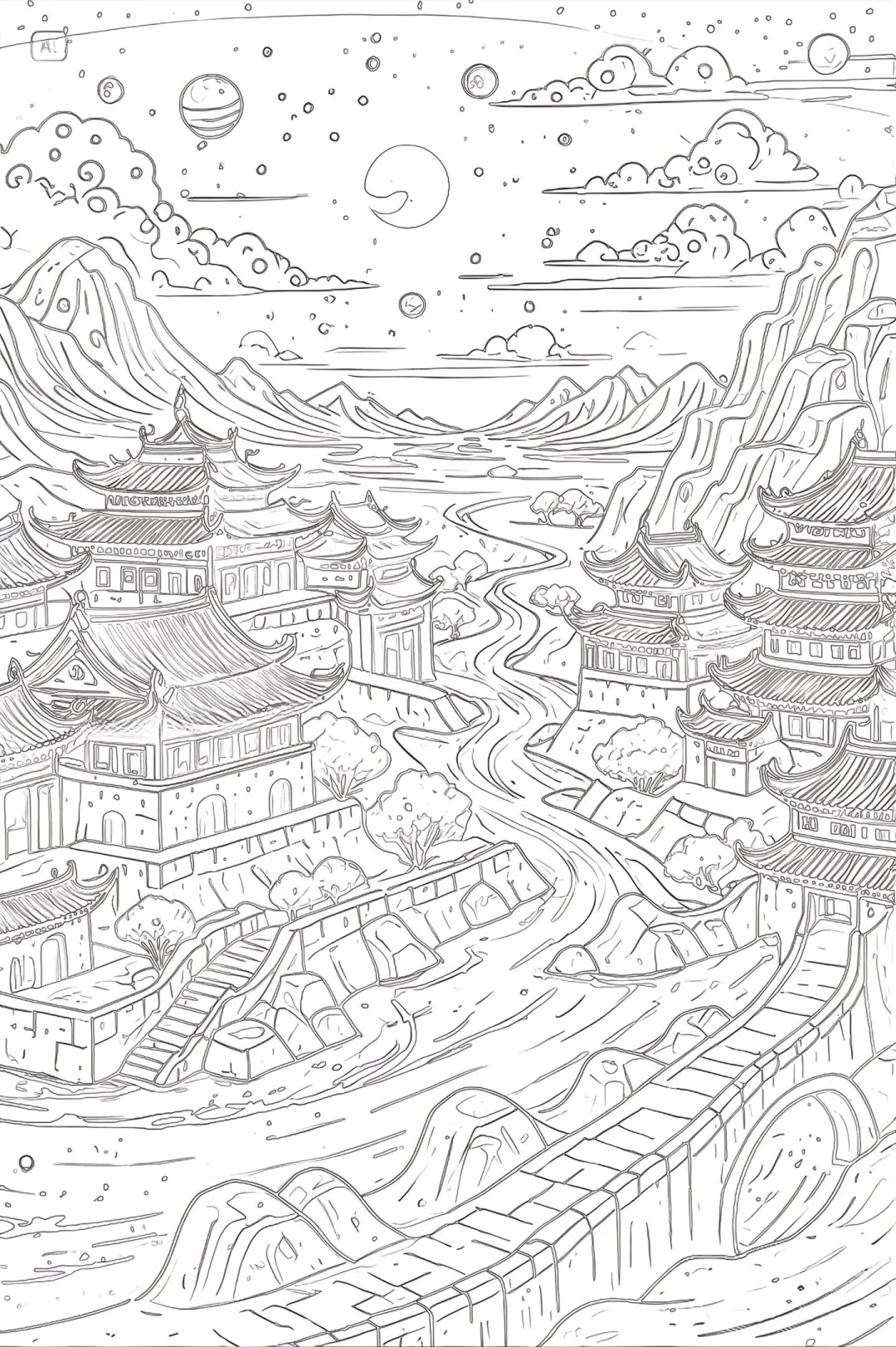 上班摸鱼线条画（复杂期）