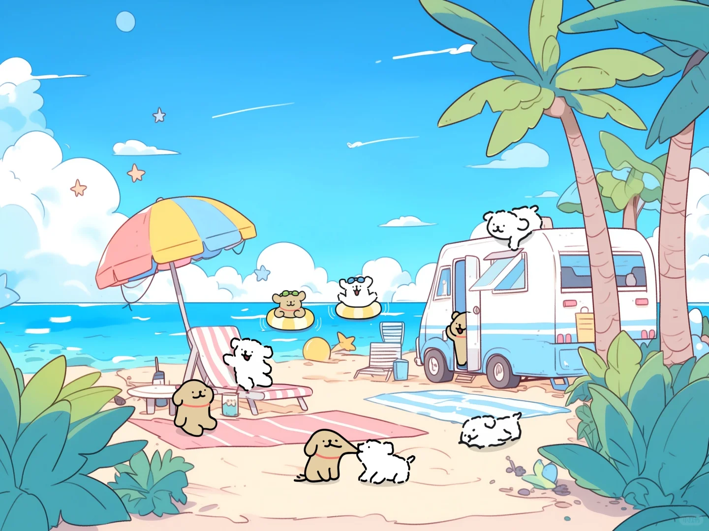 线条小狗iPad壁纸｜柿光流年