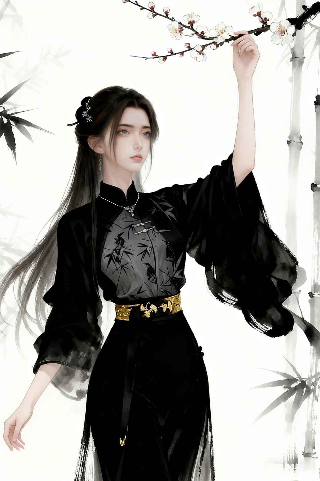 油墨画中的奶琪